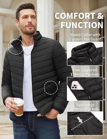 COOFANDY Men's Puffer Jacket Packable Lightweight Puffy Jackets with Zippered Pockets Down Alternative Winter Coat in Saudi Arabia