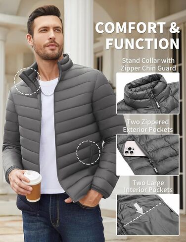 COOFANDY Men's Puffer Jacket Packable Lightweight Puffy Jackets with Zippered Pockets Down Alternative Winter Coat in Saudi Arabia