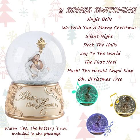 Christmas Snow Globe, Nativity Musical Color Change Lighted Tabletop for Christmas Decorations Home Décor Kids' Gift in Saudi Arabia