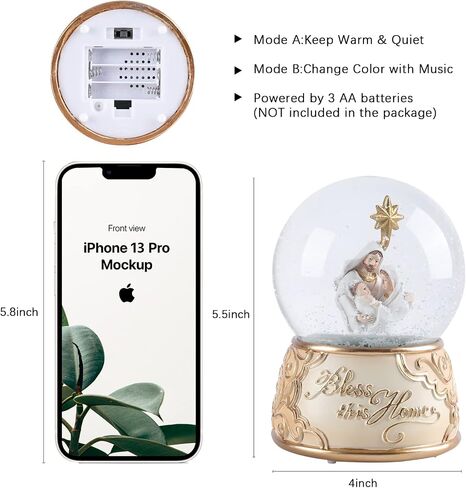Christmas Snow Globe, Nativity Musical Color Change Lighted Tabletop for Christmas Decorations Home Décor Kids' Gift in Saudi Arabia