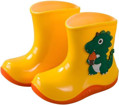 QIETION Kids Rain Boots, Toddler Rain Boots Waterproof Rubber Easy-On Kids Rain Boots for Girls and Boys in Saudi Arabia