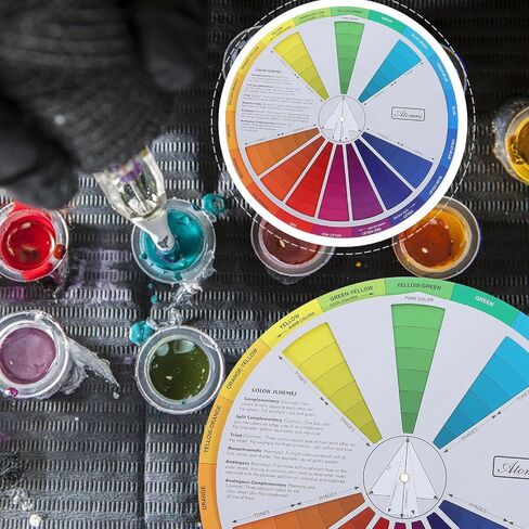 2pcs Color Mixing Guides Wheel,Paint Mixing Learning Guide Art Class Teaching Tool Color Wheels Color Guide Chart for Art Class Teaching Tool in Saudi Arabia