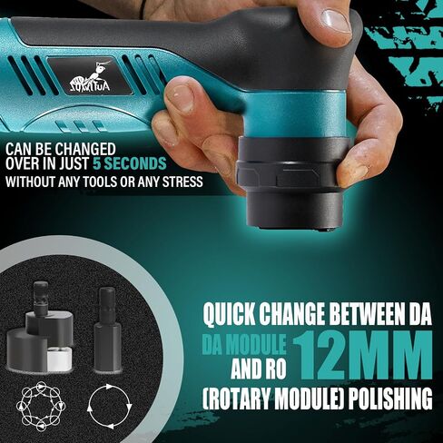 Cordless Mini Car Polisher, RO/DA Mini Polisher for Car Detailing, Waxing, Polishing, Scratch Removing, 6 Variable Speed Car Polishing Kit, 2 Pcs 12V 2000mAh Li-ion Batteries, Kit 1 in Saudi Arabia