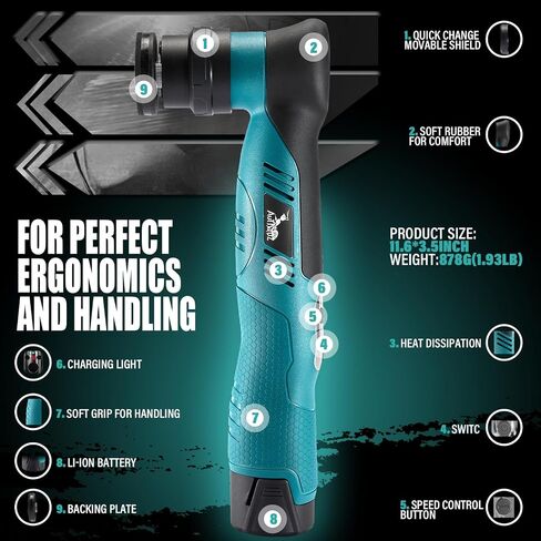 Cordless Mini Car Polisher, RO/DA Mini Polisher for Car Detailing, Waxing, Polishing, Scratch Removing, 6 Variable Speed Car Polishing Kit, 2 Pcs 12V 2000mAh Li-ion Batteries, Kit 1 in Saudi Arabia