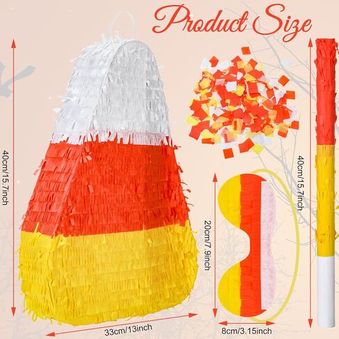 Lenwen Halloween Candy Corn Piñata Halloween Piñata كبيرة مع عصا معصوب العينين وديكورات الحفلات من أجل لعبة عيد الميلاد وديكور الحفلات بطابع الهالوين in Saudi Arabia