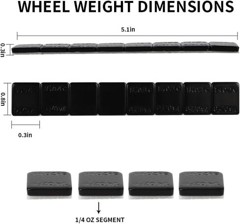 Aain 1/4oz، 0.25oz، أسود، عصا لاصقة على أوزان العجلات، نوع EasyPeel للسيارات والشاحنات وسيارات الدفع الرباعي والدراجات النارية، ملف تعريف منخفض، 72oz/Box، جودة الولايات المتحدة، (288 قطعة) in Kuwait