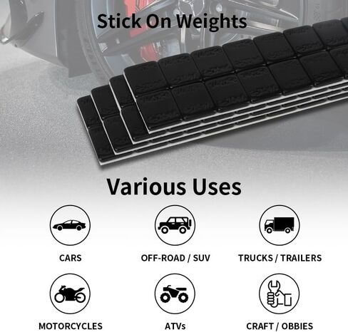 Aain 1/4oz، 0.25oz، أسود، عصا لاصقة على أوزان العجلات، نوع EasyPeel للسيارات والشاحنات وسيارات الدفع الرباعي والدراجات النارية، ملف تعريف منخفض، 72oz/Box، جودة الولايات المتحدة، (288 قطعة) in Kuwait