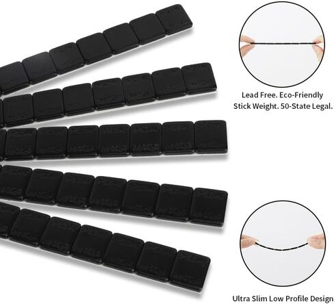 Aain 1/4oz، 0.25oz، أسود، عصا لاصقة على أوزان العجلات، نوع EasyPeel للسيارات والشاحنات وسيارات الدفع الرباعي والدراجات النارية، ملف تعريف منخفض، 72oz/Box، جودة الولايات المتحدة، (288 قطعة) in Kuwait