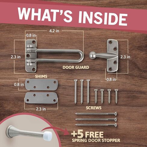 Jack N’ Drill Swing Bar Door Lock Durable Door Guard for Back & Front Doors, Childproof Door Security Made from Reinforced Diecast Metal for Home Security (Satin Nickel, 1 Pack) in Kuwait