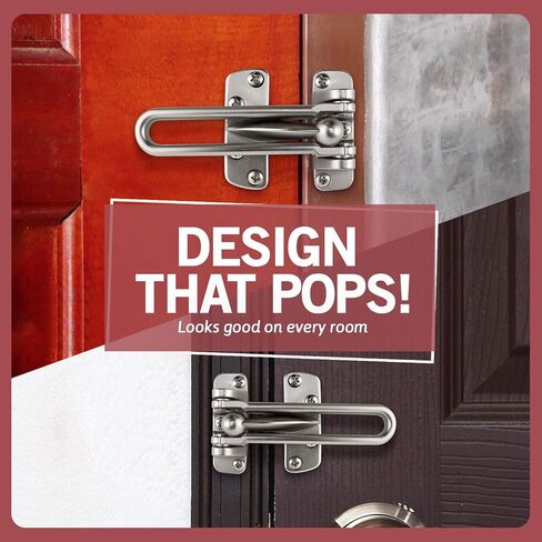 Jack N’ Drill Swing Bar Door Lock Durable Door Guard for Back & Front Doors, Childproof Door Security Made from Reinforced Diecast Metal for Home Security (Satin Nickel, 1 Pack) in Kuwait