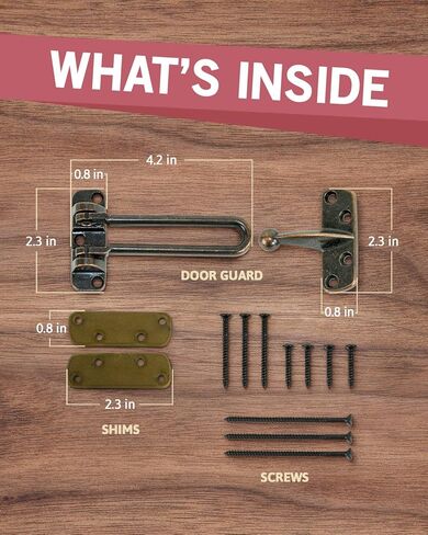 قفل باب جاك آند دريل سوينغ بار، حارس باب متين للأبواب الخلفية والأمامية، أمان باب مضاد للأطفال مصنوع من معدن مصبوب مقوى لأمن المنزل (نيكل ساتان، عبوة واحدة) in Kuwait