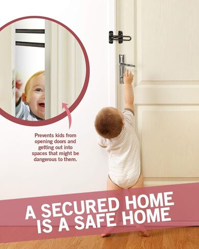 قفل باب جاك آند دريل سوينغ بار، حارس باب متين للأبواب الخلفية والأمامية، أمان باب مضاد للأطفال مصنوع من معدن مصبوب مقوى لأمن المنزل (نيكل ساتان، عبوة واحدة) in Kuwait