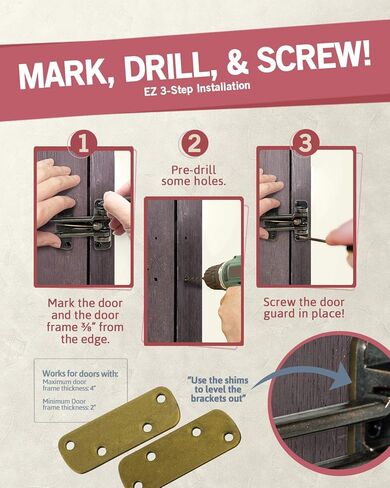 قفل باب جاك آند دريل سوينغ بار، حارس باب متين للأبواب الخلفية والأمامية، أمان باب مضاد للأطفال مصنوع من معدن مصبوب مقوى لأمن المنزل (نيكل ساتان، عبوة واحدة) in Kuwait