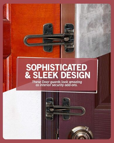 قفل باب جاك آند دريل سوينغ بار، حارس باب متين للأبواب الخلفية والأمامية، أمان باب مضاد للأطفال مصنوع من معدن مصبوب مقوى لأمن المنزل (نيكل ساتان، عبوة واحدة) in Kuwait