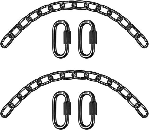BeneLabel 2Pcs Black Heavy Duty Hanging Chains with 4 Carabiners, Hanging Kits Hammock Chair Hardware for Indoor Outdoor Playground Hanging Chair Hammock Punching Bags, 1000 LB Capacity in Kuwait