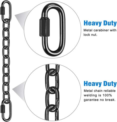 BeneLabel 2Pcs Black Heavy Duty Hanging Chains with 4 Carabiners, Hanging Kits Hammock Chair Hardware for Indoor Outdoor Playground Hanging Chair Hammock Punching Bags, 1000 LB Capacity in Kuwait