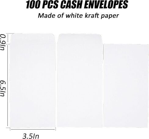 Officeva- #7 Money Envelopes for Cash, 6.5" x 3.5",100 Pack, Cash Envelopes, Small Envelopes for Money,100 Envelopes Money Saving Challenge, Money Saving Envelopes, Money Envelopes for Cash Budgeting in Saudi Arabia