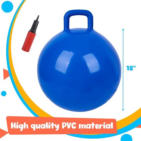 كرة AMOR الحالية النطاطة، كرة هيبي ترتد مقاس 45.72 سم للأطفال من عمر 4 إلى 8 سنوات، كرة القفز القفز الزرقاء للأولاد والبنات هدية، كرة نطاطة للجلوس والقفز مع مضخة يدوية in Kuwait