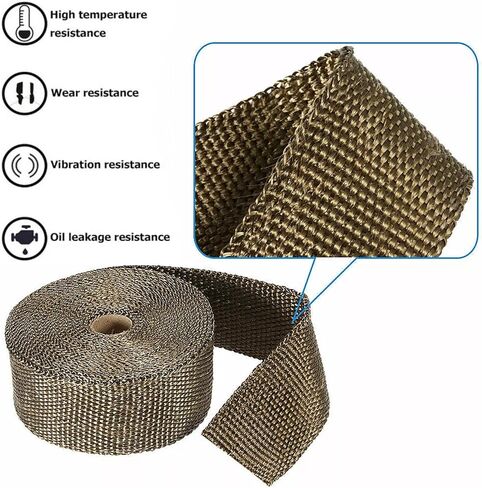 2 لفة 2 "50 قدم التيتانيوم العادم الحرارة التفاف لفة للدراجات النارية المنوع رأس الأنابيب شريط تغليف حراري مع العلاقات غير القابل للصدأ in Kuwait