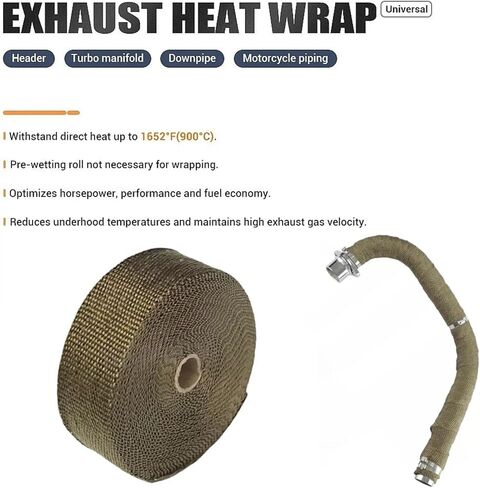 2 لفة 2 "50 قدم التيتانيوم العادم الحرارة التفاف لفة للدراجات النارية المنوع رأس الأنابيب شريط تغليف حراري مع العلاقات غير القابل للصدأ in Kuwait