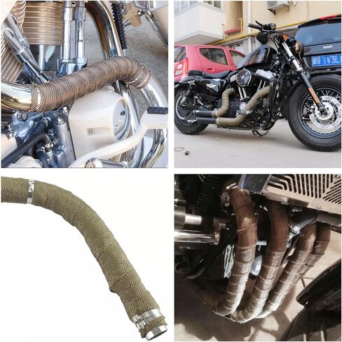 2 لفة 2 "50 قدم التيتانيوم العادم الحرارة التفاف لفة للدراجات النارية المنوع رأس الأنابيب شريط تغليف حراري مع العلاقات غير القابل للصدأ in Kuwait
