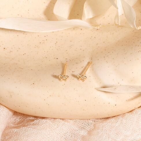 Gold Earrings for Women 14K Gold Stud Earring Dainty Minimalist Simple Small Bow Earrings for Gift for Her in Kuwait