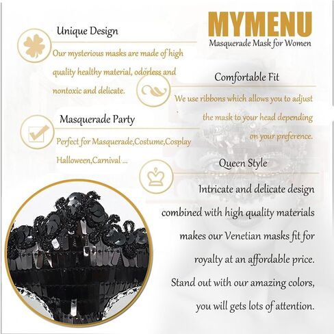 قناع تنكر من MYMENU للنساء، قناع تنكر للزوجين للرجال، قناع فينيسي لامع، قناع الهالوين للحفلات الراقصة in Saudi Arabia