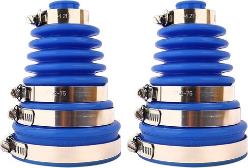 CV Joint Boot Kit 5 inch Height, Universal Automotive Silicone Constant Velocity CV Joint Boot 125-130mm Height, 2 Boots with 8 pc Stainless steel clamps, Black, Pack of 2 in Saudi Arabia