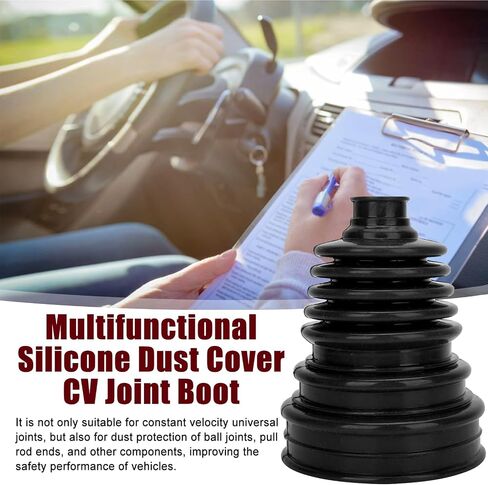 CV Joint Boot Kit 5 inch Height, Universal Automotive Silicone Constant Velocity CV Joint Boot 125-130mm Height, 2 Boots with 8 pc Stainless steel clamps, Black, Pack of 2 in Saudi Arabia