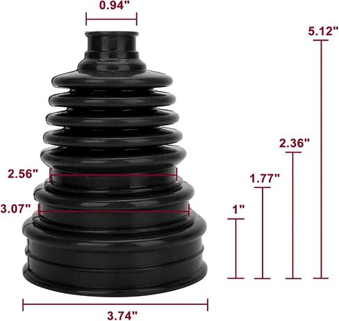 CV Joint Boot Kit 5 inch Height, Universal Automotive Silicone Constant Velocity CV Joint Boot 125-130mm Height, 2 Boots with 8 pc Stainless steel clamps, Black, Pack of 2 in Saudi Arabia
