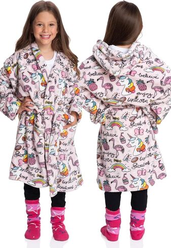 Mad Dog Fleece Kids Robe, Hooded Long Bathrobe, Plush Boys Girls Children & Toddlers Bath robes in Saudi Arabia