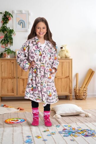 Mad Dog Fleece Kids Robe, Hooded Long Bathrobe, Plush Boys Girls Children & Toddlers Bath robes in Saudi Arabia