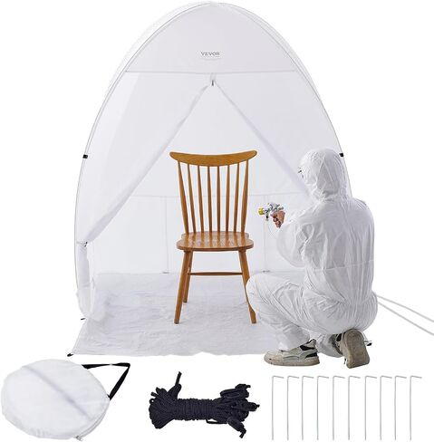 VEVOR Paint Booth Tent, 60 x 60 x 70 in Pop-Up Portable Spray Paint Tent with Built-in Floor, Exhaust Window and Storage Bag, Foldable Paint Booth for Furniture, DIY Hobby Tool Painting Station in Kuwait