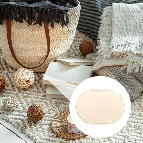 1 Pack Wooden Bag Bottom 13.7x9.8" Crochet Basket Base Oval Natural Wood Base Shaper Unfinished Wooden Round Weaving Knitting Base for Crafts(Hole 8mm) in Saudi Arabia