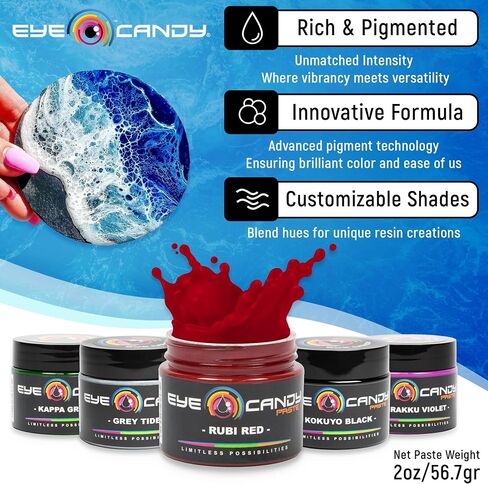 Eye Candy Resin Pigment Paste – Highly Pigmented Epoxy Color, 2 oz, Solid Non-Metallic, Mixable for Custom Shades (Rubi Red) in Saudi Arabia