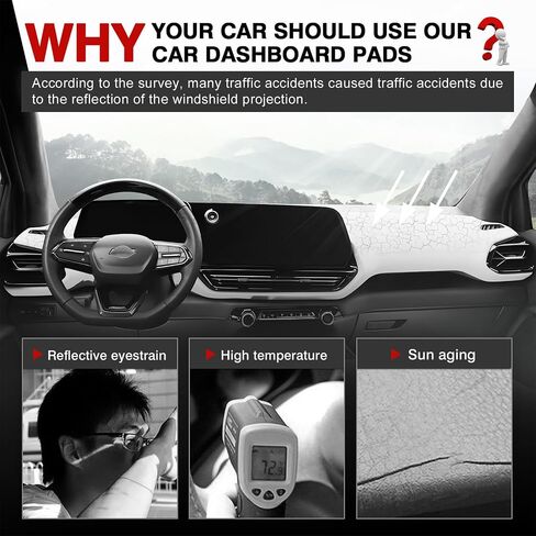 Autorder Dashboard Cover Mat for 2024 2025 Chevrolet Silverado EV Accessories Dash Cover Upgrade Velvet Dash Mat Sunshade Glare UV Rays Protector in Saudi Arabia