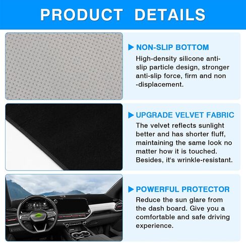 Autorder Dashboard Cover Mat for 2024 2025 Chevrolet Silverado EV Accessories Dash Cover Upgrade Velvet Dash Mat Sunshade Glare UV Rays Protector in Saudi Arabia