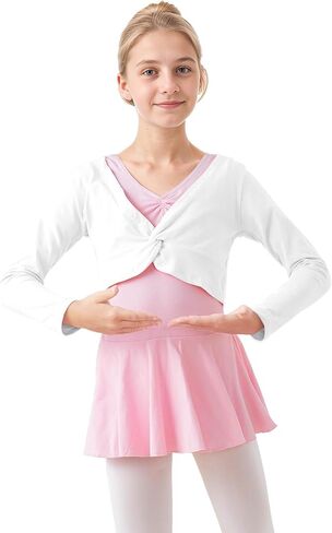 Girls Ballet Wrap Top Long Sleeve Dance Crop Tops for Kids Toddlers Cotton Shrug Sweater in Saudi Arabia
