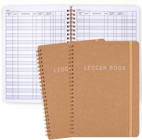 Utron Budget Book, 2PCS Ledger Book, 5.8" x 8.3" Beige Accounting Ledger Book, Spiral Design Ledger Book for Business or Personal Bookkeeping, Tracking Money in and Out (Green) in Saudi Arabia