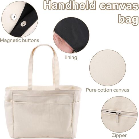 Tote Bag for Women， Tote Bag for Women with Zipper, Tote Bag with Compartments for Work, Gym, Shopping in Saudi Arabia