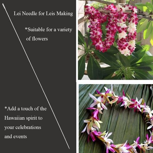 3Pcs Lei Needle for Leis Making, 14 Inch Large Eye Sewing Beading Needle for Art Craft Long Lei Needle to Make Hawaiian Flower Lei for Graduation Wedding Birthday Party, Dia 0.6mm, LXLVOUEG in Saudi Arabia