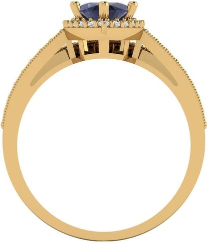 Clara Pucci 2.48 ct Marquise Cut Blue Sapphire 14k White Gold Halo Solitaire with Accents Wedding Bridal Promise Ring Band Set in Saudi Arabia