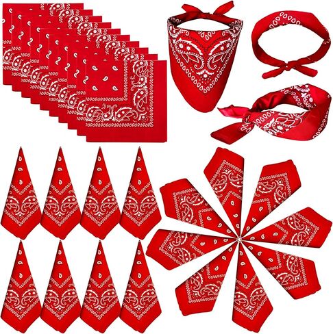 ILHSTY 32 Pcs Women Men Paisley Bandanas Bulk Unisex Cowboy Bandanas Head Scarf Necktie Face Cover Party Supplies in Kuwait