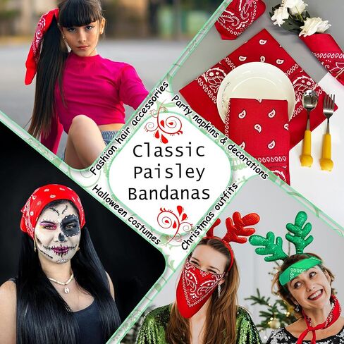 ILHSTY 32 Pcs Women Men Paisley Bandanas Bulk Unisex Cowboy Bandanas Head Scarf Necktie Face Cover Party Supplies in Kuwait