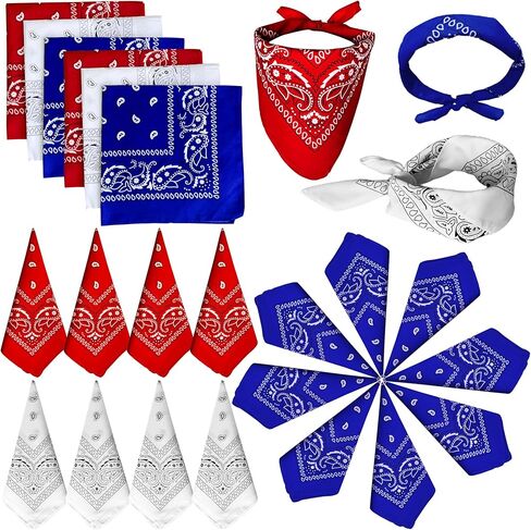 ILHSTY 32 Pcs Women Men Paisley Bandanas Bulk Unisex Cowboy Bandanas Head Scarf Necktie Face Cover Party Supplies in Kuwait