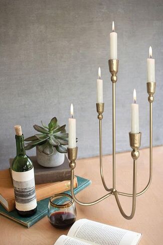 Iron Tabletop Candelabra - Decorative Metal Candelabra Candle Holder, 5 French Dinner Candles (Dinner 5 Candles) in Saudi Arabia