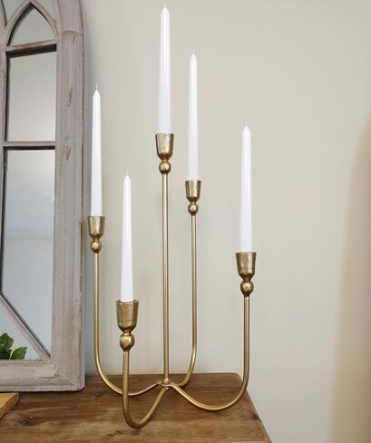 Iron Tabletop Candelabra - Decorative Metal Candelabra Candle Holder, 5 French Dinner Candles (Dinner 5 Candles) in Saudi Arabia