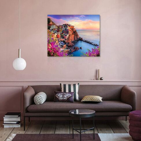 طلاء توموفو بالرقم 16 × 20 بوصة، منازل ملونة في سينك تير إيطاليا للبالغين الطلاء حسب الرقم، مجموعة طلاء أكريليك مع فرش وصبغة أكريليك، لوحة زيتية ذاتية الصنع لأصدقاء العائلة (بدون إطار) in Saudi Arabia