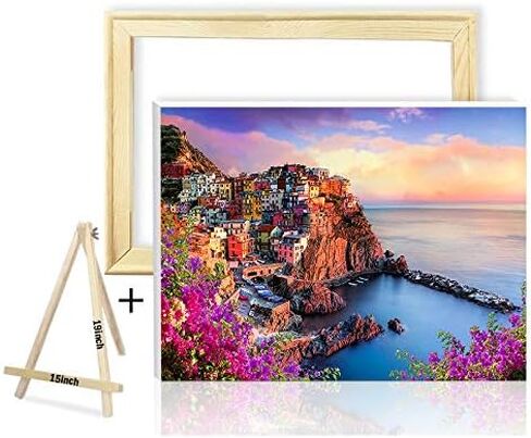 TUMOVO Paint by Number 16X20in, Colorful Houses in Cinque Terre Italy Adults Paint by Number, Acrylic Painting Kit with Brushes and Acrylic Pigment, DIY Oil Painting for Friends Family (Frameless) in Saudi Arabia