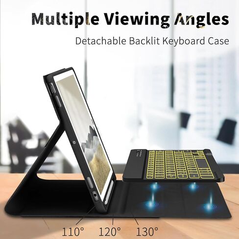 حافظة لوحة مفاتيح iPad الجيل التاسع الجديدة 10.2 بوصة 2021/(الجيل الثامن) 2020/(الجيل السابع) 2019، حافظة لوحة مفاتيح بإضاءة خلفية 7 ألوان لجهاز iPad 10.2 بوصة /iPad Air 3 10.5 بوصة (الجيل الثالث)/iPad Pro 10.5 بوصة مع حامل قلم رصاص( أرجواني) in Kuwait